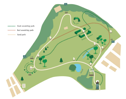 Wayfinding project: map of the Harris Garden with new paths and features